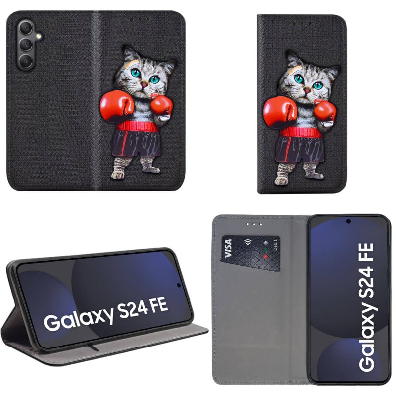 etui-do-samsung-galaxy-s24-fe-zamykane-malowane-wzor-kot-ze-szklem