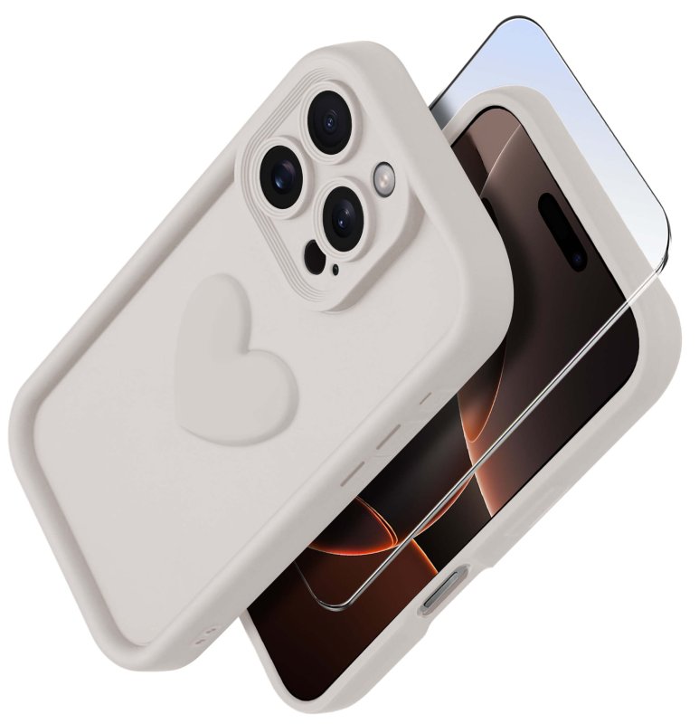 etui-do-iphone-16-pro-silikonowe-serce-biale-ze-szklem