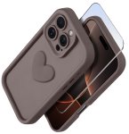 Etui do Iphone 16 Pro silikonowe serce brązowe ze szkłem