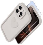 Etui do Iphone 16 Pro Max silikonowe serce białe ze szkłem