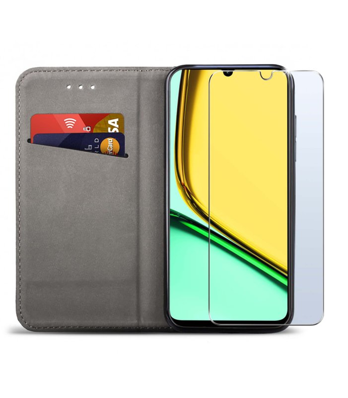 etui-do-realme-c61-c63-granatowe-zamykane-ze-szklem