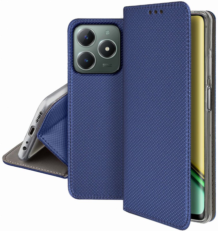 etui-do-realme-c61-c63-granatowe-zamykane-ze-szklem