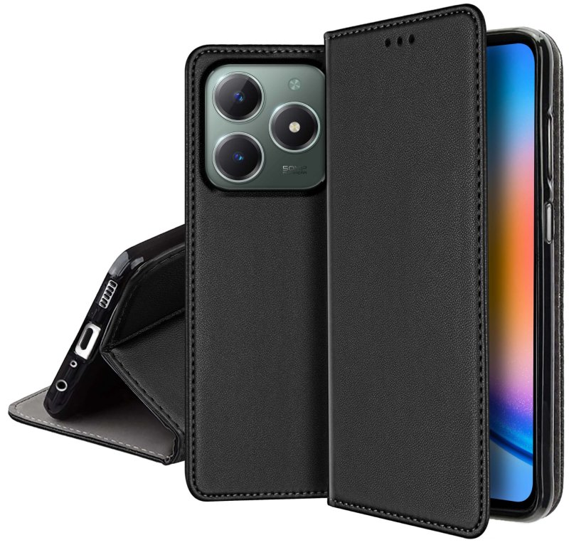 etui-do-realme-c61-c63-czarne-magnetyczne-zamykane-ze-szklem