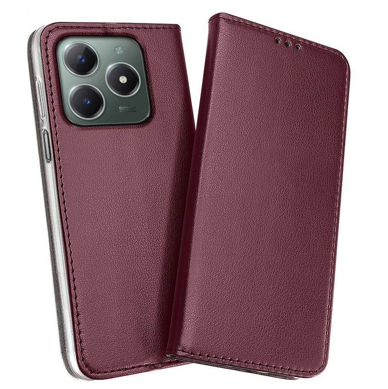etui-do-realme-c61-c63-burgundowe-magnetyczne-zamykane-ze-szklem