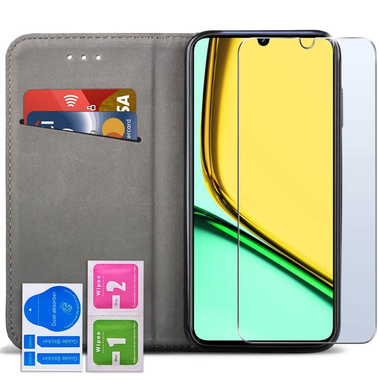 etui-do-realme-c61-c63-granatowe-magnetyczne-zamykane-ze-szklem