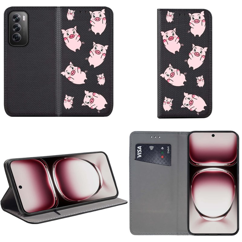 etui-do-oppo-reno-12-pro-5g-zamykane-malowane-wzor-swinki