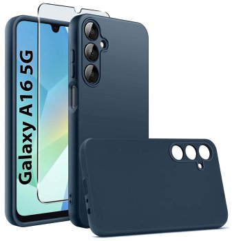 Etui do Samsung Galaxy A16 5G granatowe matowe ze szkłem