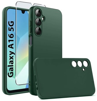 Etui do Samsung Galaxy A16 5G zielone matowe ze szkłem