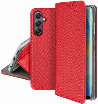 Etui do Samsung Galaxy A16 5G czerwone zamykane ze szkłem