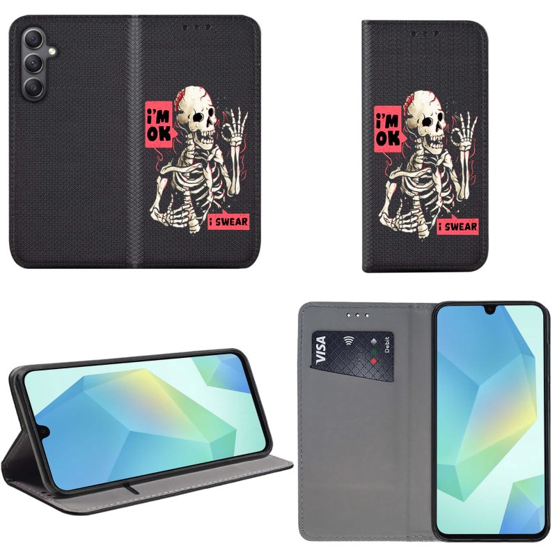 etui-do-samsung-galaxy-a16-5g-zamykane-malowane-wzor-szkielet-ze-szklem