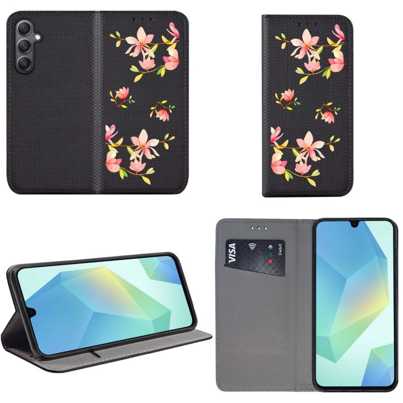 etui-do-samsung-galaxy-a16-5g-zamykane-malowane-wzor-kwiatki-ze-szklem