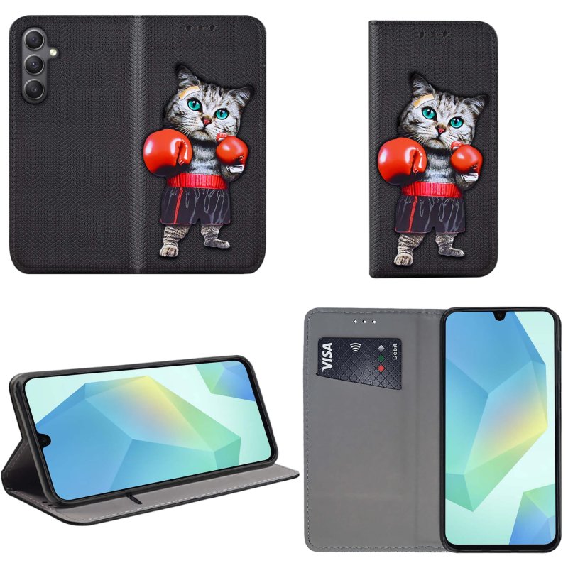 etui-do-samsung-galaxy-a16-5g-zamykane-malowane-wzor-kot-ze-szklem