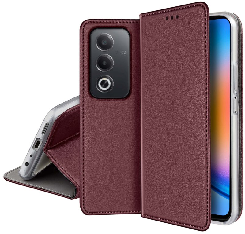 etui-do-oppo-a80-5g-burgundowe-magnetyczne-zamykane-ze-szklem