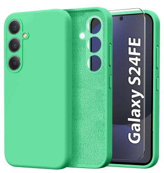 Etui do Samsung Galaxy S24 Fe miętowe silikonowe ze szkłem