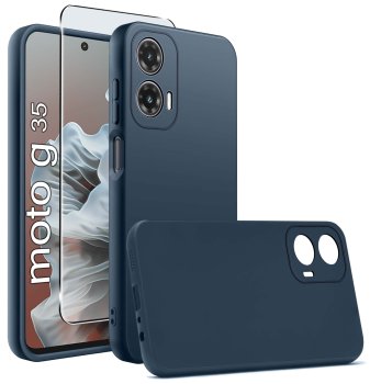 Etui do Motorola Moto G35 5G granatowe matowe ze szkłem