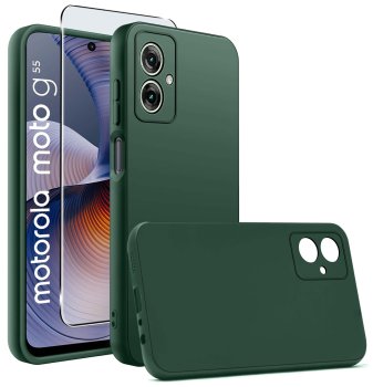 Etui do Motorola Moto G55 5G zielone matowe ze szkłem