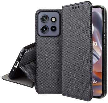 Etui do Motorola Moto Edge 50 Neo czarne zamykane ze szkłem
