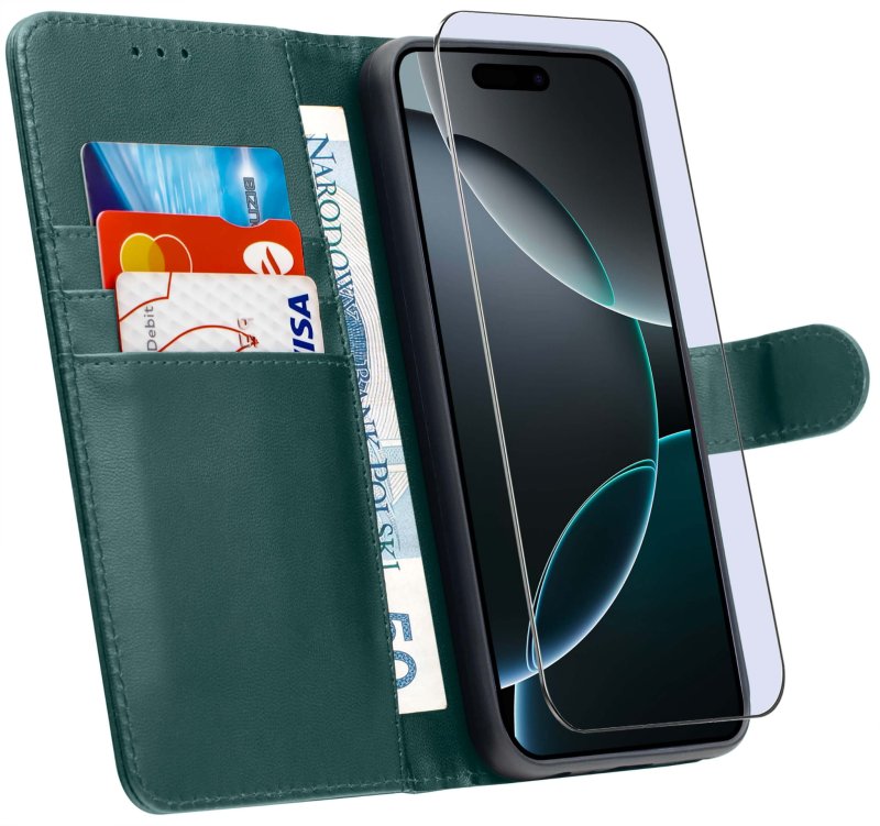 etui-do-iphone-16-pro-max-zielone-magnetyczne-z-klapka-ze-szklem