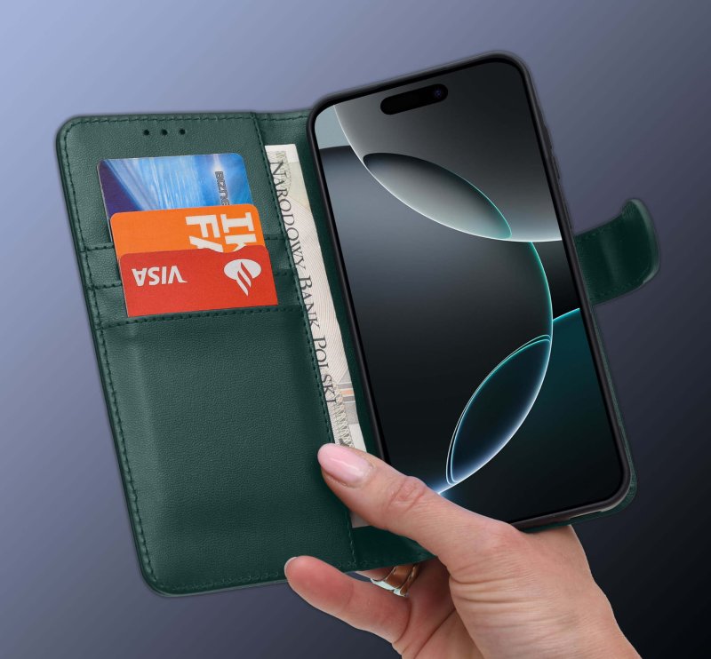 etui-do-iphone-16-pro-max-zielone-magnetyczne-z-klapka-ze-szklem