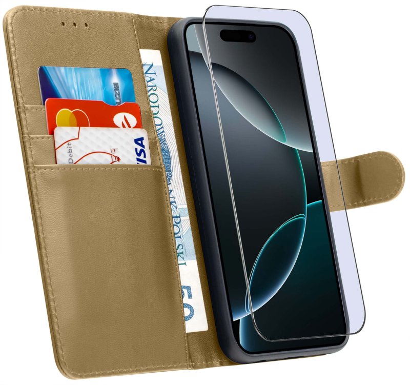 etui-do-iphone-16-pro-max-zlote-magnetyczne-z-klapka-ze-szklem