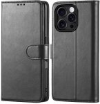 Etui do Iphone 16 Pro czarne magnetyczne z klapką ze szkłem