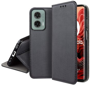 Etui do Motorola Moto G35 5G czarne zamykane ze szkłem