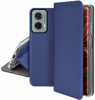 Etui do Motorola Moto G35 5G granatowe zamykane ze szkłem