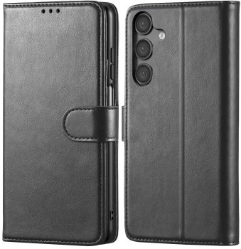 Etui do Samsung Galaxy A16 5G czarne magnetyczne z klapką ze szkłem