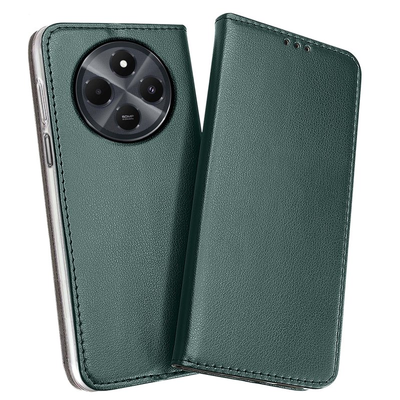 etui-do-xiaomi-redmi-14c-zielone-magnetyczne-zamykane-ze-szklem