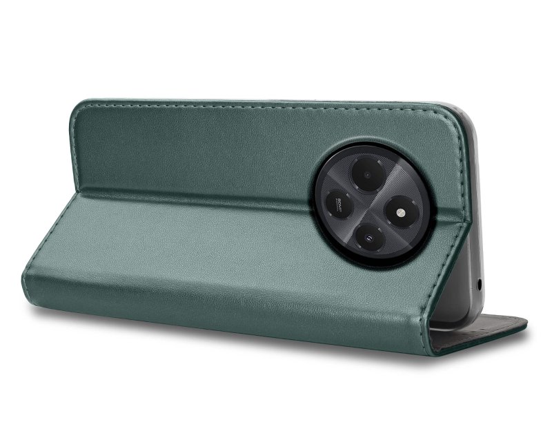 etui-do-xiaomi-redmi-14c-zielone-magnetyczne-zamykane-ze-szklem