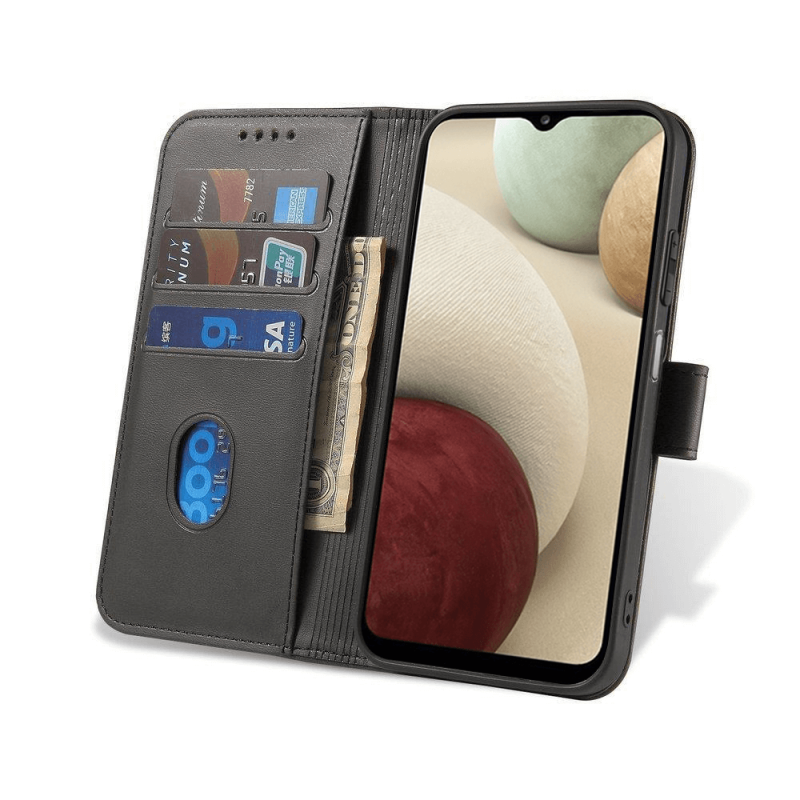 etui-do-samsung-galaxy-a12-m12-skorzane-z-klapka-czarne-ze-szklem