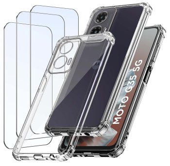 Etui do Motorola Moto G35 5G przeźroczyste z zestawem 3 szkieł