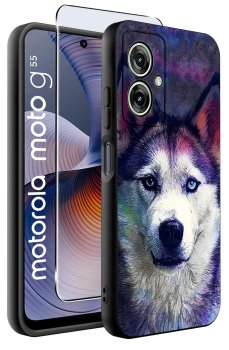 Etui do Motorola Moto G55 5G różne wzory z psem ze szkłem