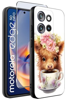 Etui do Motorola Moto Edge 50 Neo różne wzory zwierzęta ze szkłem