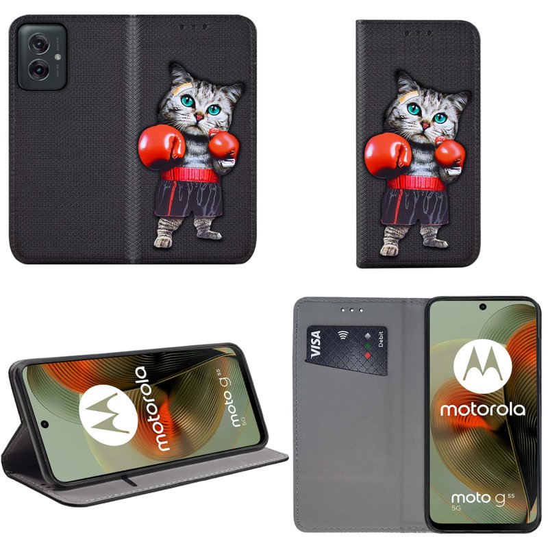 etui-do-motorola-moto-g55-5g-zamykane-malowane-wzor-kot-ze-szklem
