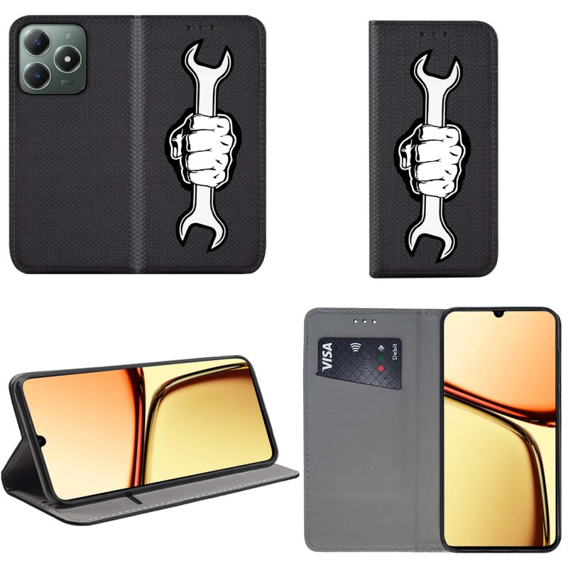 etui-do-realme-c61-c63-zamykane-malowane-wzor-meskie-ze-szklem