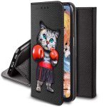 Etui do Xiaomi Redmi 14C zamykane malowane wzór kot ze szkłem