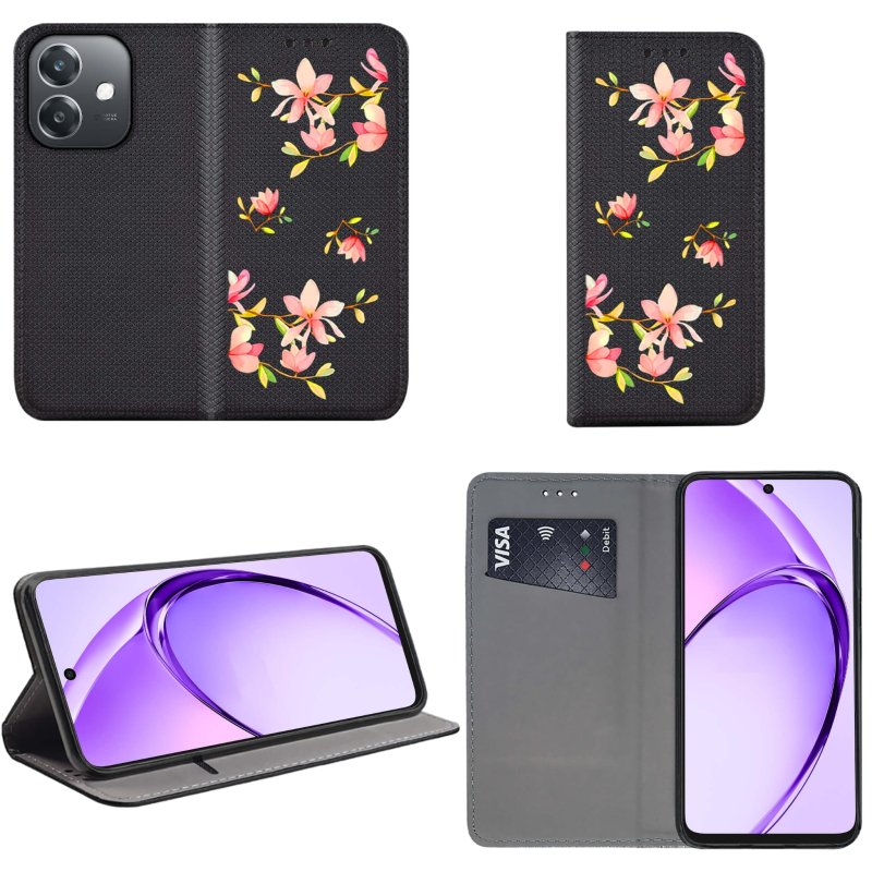 etui-do-oppo-a40-a40m-zamykane-malowane-wzor-kwiatki-ze-szklem