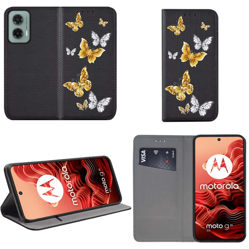 etui-do-motorola-moto-g35-5g-zamykane-malowane-wzor-motyle-ze-szklem