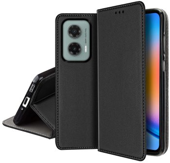 Etui do Motorola Moto G35 5G czarne magnetyczne zamykane ze szkłem