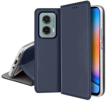 Etui do Motorola Moto G35 5G granatowe magnetyczne zamykane ze szkłem