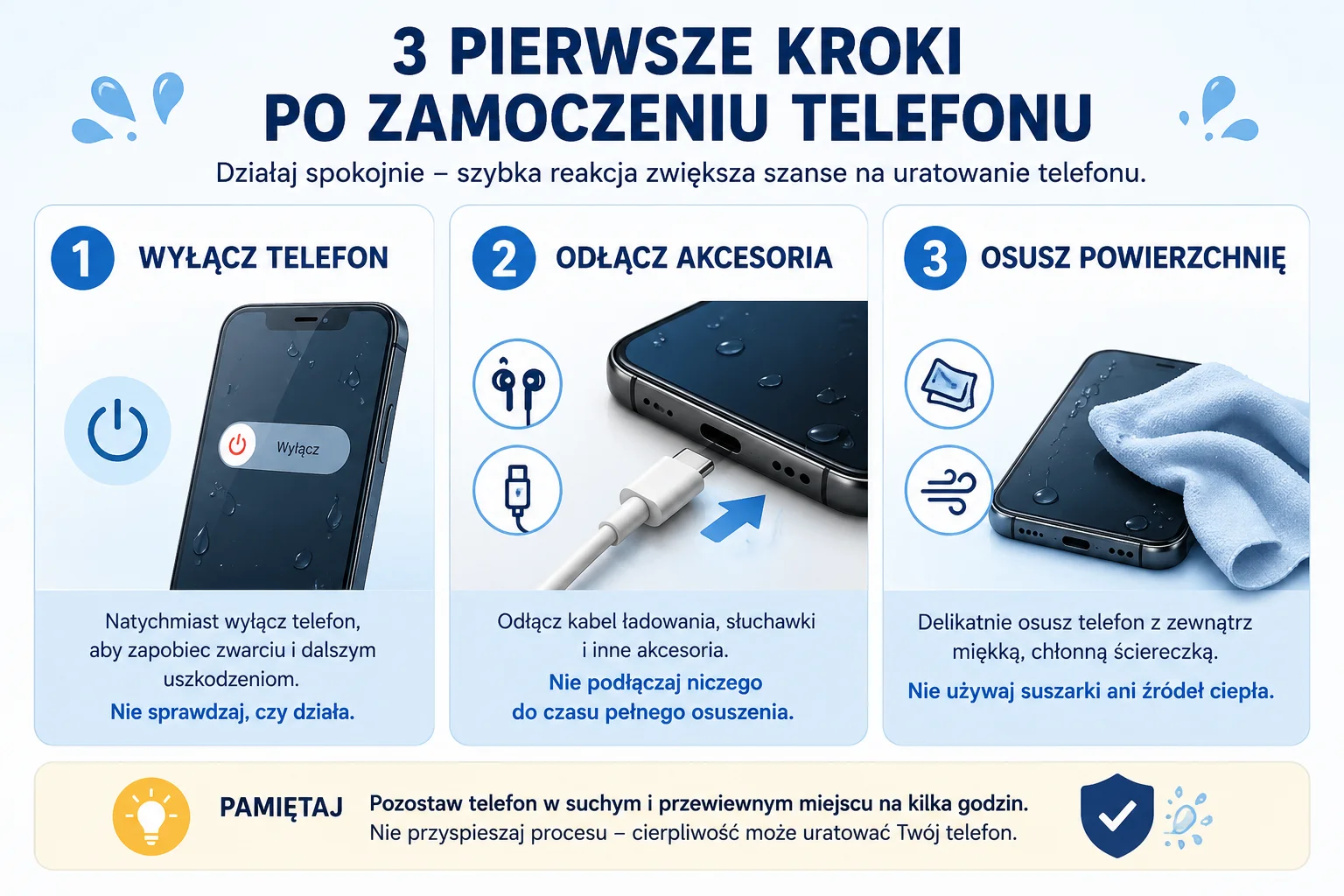 Jak uratować zalany telefon 3 kroki